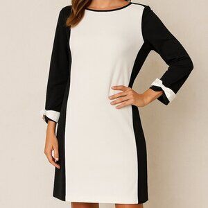 ✨ Marella Black & White Long Sleeve Shift Dress – Size 10 ✨